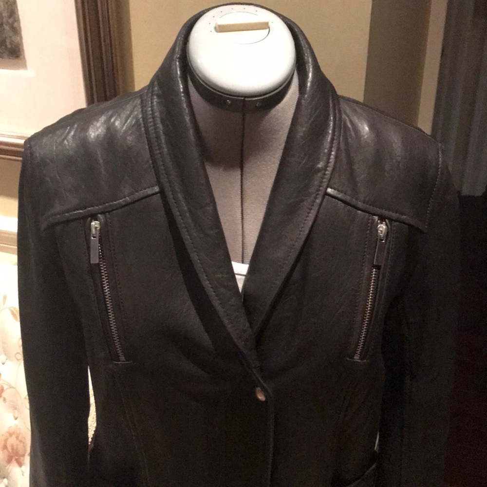 STAND leather Jacket w/ shawl collar.quality! 😎❤️